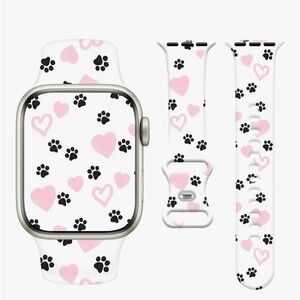 Pink Heart and Paw Print Watch Band